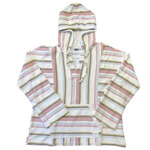 ROXY‎ striped baja hoodie women's medium pastel surf poncho beach pullover